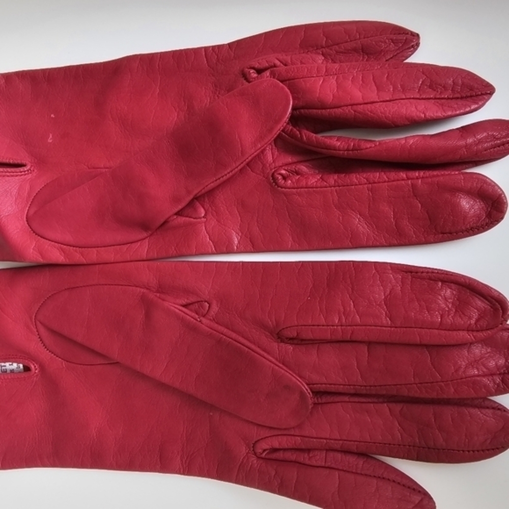 Vintage red leather gloves by Sermoneta, made in Italy‎ - Picture 9 of 10